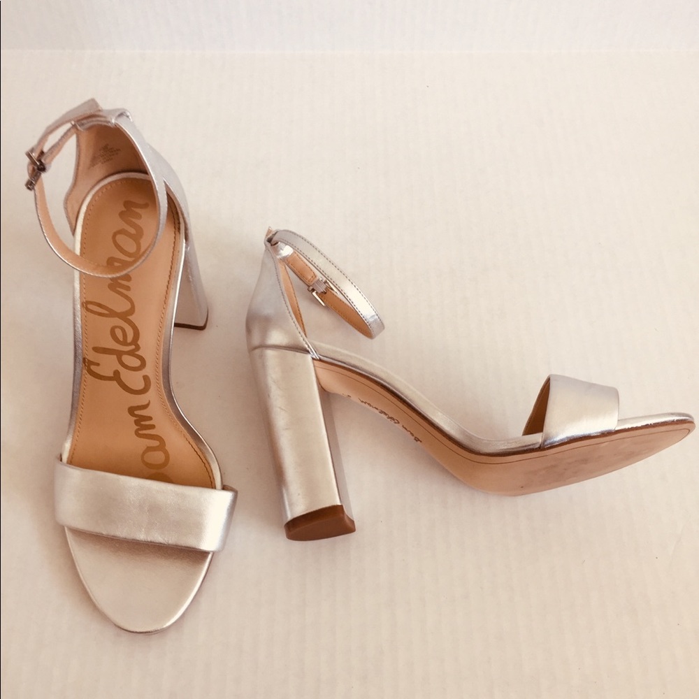 Sam Edelman Silver Metallic Block Heel Sandals 9W